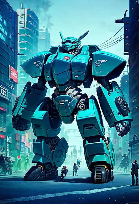 score_9,score_8_up,score_7_up, realistic, ULTRA DETAIL,
mecha, science fiction, guarding, foggy city street, mecha, robot, legs, (giant battle canon), heavy armor, NOT SLEEK, NO WINGS, 1both hand IS A BIG GUN, HEAD WITH EYES ONLY,
