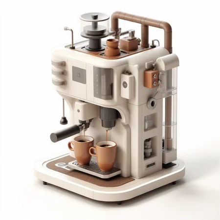 isometric cutaway - isometric 3d view of a coffee machine octane 8k detailed mathematic correct perspective hd 8k very harp white background <lora:Isometric Cutaway:1>