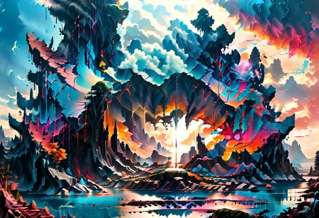 a fantasy temple sits on top of a (cross section of surreal geological biome chart with concentric layers of colourful strata forming a surreal tiered geological formation whith an colourful strata:1.1), underground tunnel network, swirling clouds, pools of water, on dark paper, by peter mohrbacher, tarmo juhola, ivan laliashvili, james gurney, moebius, roger dean vibrant, beautiful, translucent, intricate, detailed many details, extreme detailed, full of details, Wide range of colors., Dramatic, Dynamic, Cinematic, Sharp details Insane quality. Insane resolution. Insane details. Masterpiece. 32k resolution.