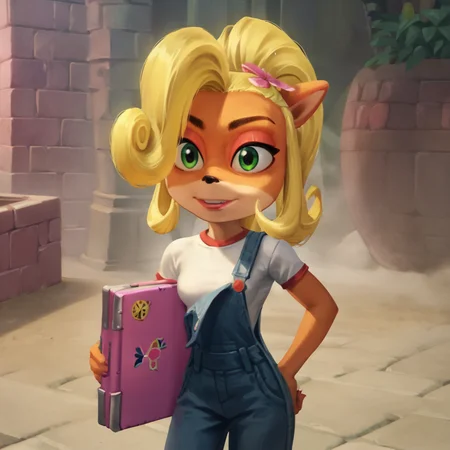 score_9.score_8_up,.score_7_up,masterpiece,realistic shadow,light detail,
<lora:Coco_Bandicoot:0.8>,
cocobandicoot, overalls, 1girl, shirt, green eyes, blonde hair,pink handbag,front view,close up