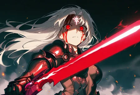 <lora:doramukann:0.8>,
NoGamenoLifeStyle, <lora:No_Game_no_Life IL:0.8>,
<lora:FantasyWizardWitchesIL:0.6>, hkmagic,
dark theme,[artist:yoneyama mai], kankan33333, [[artist:ciloranko]], [artist:sho {sho lwlw}],cinematic angle,dynamic angle,perspective,foreshortening,blurry,scales,1girl,looking at viewer,bodystocking,scales,holding glowing red sword,fighting stance
crown, white hair, curtained_hair, long hair, parted_bangs, forehead_mark,blood on face, red eyes,shoulder_armor,gauntlets,center opening, breasts_apart,
cross,intense shadow,{{{close-up}}},energy,dust cloud,fog,embers,diffraction spikes, best quality, amazing quality, very aesthetic, absurdres