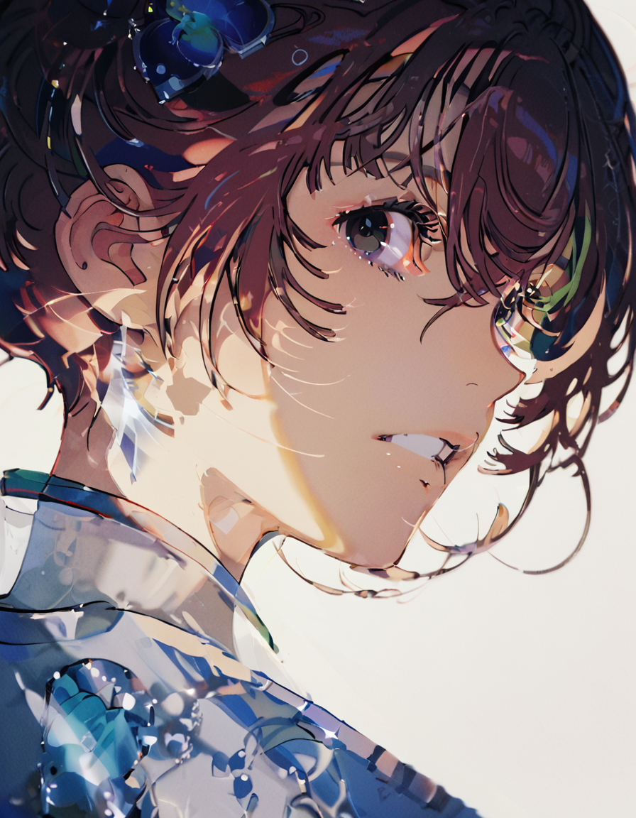 yoneyamai, a portrait of girl, side view, hair strands, soft lighting,  <lora:digital_art:1>