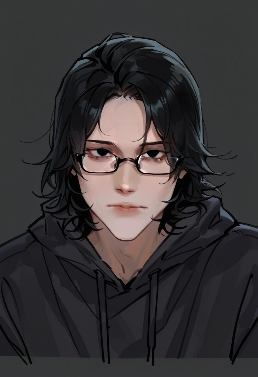 best quality, detailed face, detailed eyes, , solo, 
by kp, wwdenslow
masterpiece, best quality, very aesthetic, absurdres, safe, (best_quality, detailed, masterpiece, very_aesthetic, absurdres), rating:safe, modare, (qiandaiyiyu:0.7)
BREAK
1boy, black-framed eyewear, black eyes, black hair, closed mouth, expressionless, glasses, looking at viewer, male focus, , short hair, solo, sketch