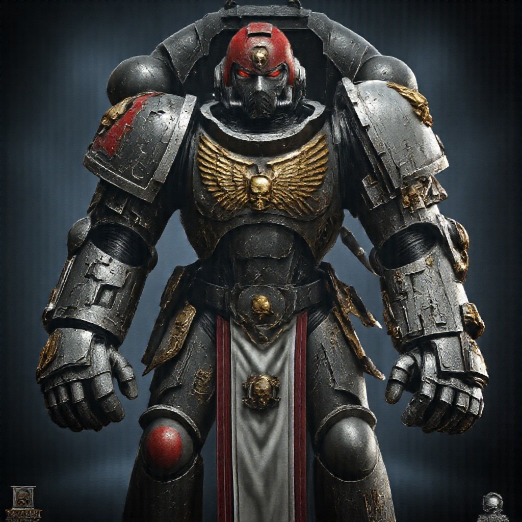 Score_9_up, absurdres, Source: GamesWorkshop, best quality, expressive eyes, perfect face, perfect hands, perfect anatomy, space marine, Deathwatch Astartes Chapter sergeant with large power fists, red astartes helmet, black power armor, full body, volumetric lighting project unreal engine, mantisdetailerse, adddetails, DeathW40k, <lora:warhammerAdeptus_v1:0.7>,