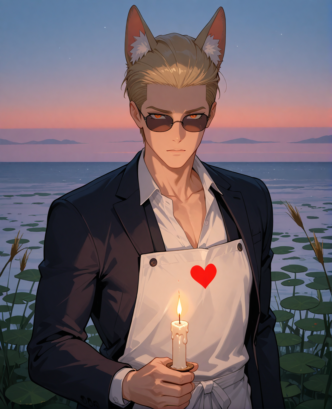 PonyScores7, source_anime, ah, 1IllustriousQual, interesting, exciting, spectacular, wonderful,
BREAK (long shot),
BREAK <lora:albertwesker-guy-PONYv1:0.8>, albertwesker, 1boy, toned, athletic, fit, mature male,  angular face, sharp_featured face, handsome, charming, alluring, <lora:shinyskin2:0.2>, glistening skin, AS-MidAged,
BREAK slicked back hair, short hair, blonde, <lora:hairdetailpxl:0.2>, hairdetailpxl, 
BREAK slit pupils, orange eyes, <lora:expressive eyes:0.2>, expressive eyes, <lora:eyedetailpxl:0.2>, eyedetailpxl, <lora:Eyes_High_Definition:0.2>, EyesHD,
BREAK (He navigated the labyrinthine tunnels, his only light a flickering candle, his ears straining for any sound, his heart pounding in his chest, his determination to find a way out unwavering),
BREAK (a serene lagoon in Benin at sunrise, with soft pastel colors painted across the sky, The calm water reflects the light, while lily pads and reeds line the edges, creating a tranquil and picturesque scene),
BREAK focused, intense glare, apathetic, contemptuous, <lora:Expressive_H:0.2>, Expressiveh, looking at viewer, <lora:Emotional_Anime_Expressions_PonyXL_Concept:0.2>, emotional, <lora:Best_Facial_Expression_LoRA_PONY:0.2>, <lora:Detailed expressive EXEV style -XL Pony V1.0:0.2>, FaceDetail,
BREAK (Protective Mother, apron, suit), (sunglasses:1.3), 
BREAK <lora:xl_more_art-full_v1:0.2>, <lora:aesthetic_anime_v1s:0.2>, <lora:EpicF4nta5yXL:0.2>, <lora:detailxl:0.2>, detailxl, <lora:Fant5yP0ny:0.2>, best quality, amazing quality, best aesthetic, absurdres, illustration, Volumetric_Lighting, ultra-detailed, very aesthetic, intricate details, 8k, masterpiece, best_quality,
BREAK Stable_Yogis_PDXL_Positives, AS-Adult, <lora:Complicated fantasy portrait - XL Pony V2.0:0.2>, bad-hands-5, <lora:HDA_Detailer:0.3>,