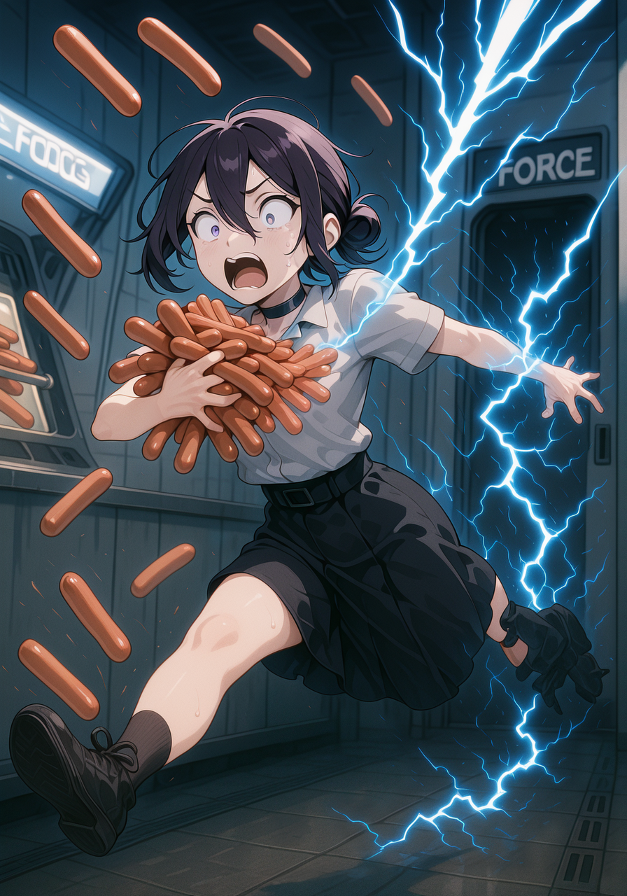 embedding:IllusP0s, force lighting, electrocution, reze, hot dogs, falling, surprised, 1girl, solo,<lora:hot dogs, falling, surprised_illustrious.safetensors:1.0:1.0> <lora:force lightning, electrocution_illustrious.safetensors:1:1>