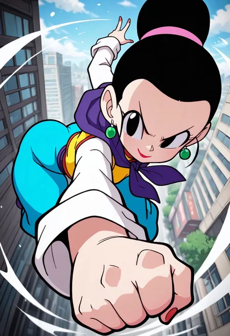 masterpiece, best quality, amazing quality, very aesthetic, absurdres, diives,
masterpiece, 8K, depth of field, focused subject, best quality,newest, absurdes, dynamic pose, foreshortening, extreme perspective
BREAK 1girl, solo, chi-chi, black hair, black eyes, hair pulled back, earrings, single hair bun, red lipstick, chinese clothes, purple neckerchief, white sleeves, long sleeves, looking at viewer, smile, upperbody 
masterpiece, best quality, amazing quality, outdoors, perfect fingers