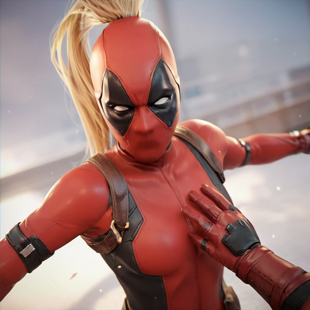score_9, score_8_up, score_7_up, score_6_up, score_5_up, score_4_up, source_anime,  LadyDeadpool, bodysuit, no mouth, juggling hand grenades