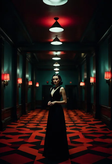 cinematic film still of (The Shining film style), collage, mixed media, horror-themed, macabre style, Art Academia aesthetic, a portrait of an extraordinary tale in the midst of a surreal hotel, circles, triangle, geometric shapes, vivid colors, stunning background. dark and moody, a mesmerizing blend of light and shadow. masterpiece, absurdres, intricate details <lora:The Shining film style:0.8>, eerie, unsettling, dark, spooky, suspenseful, grim, dark, gothic, grim, haunting, shallow depth of field, vignette, highly detailed, high budget, bokeh, cinemascope, moody, epic, gorgeous, film grain, grainy