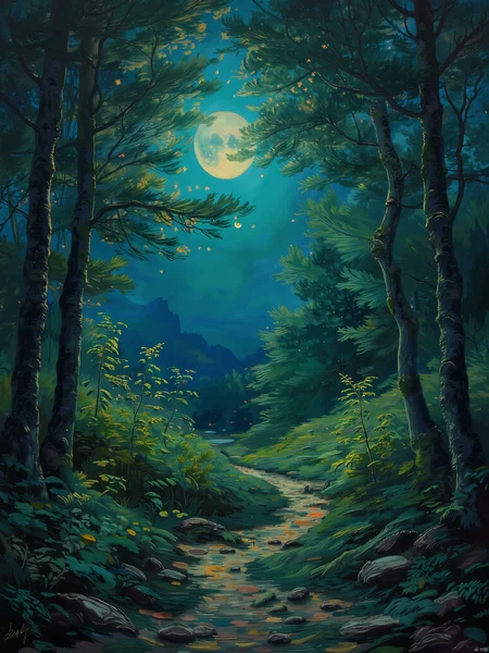 OByouhua,oil painting,
An enchanting oil painting isometric room, a scene of a hidden, mystical forest. The artist captures the ethereal glow of the moon filtering through the dense canopy of trees, creating an otherworldly atmosphere. The deep greens of the trees, combined with the soft, ethereal glow of the moonlight, create a mesmerizing visual experience. The meticulous brushstrokes bring to life the intricate textures and details of the forest floor, revealing hidden paths and secret grottos.