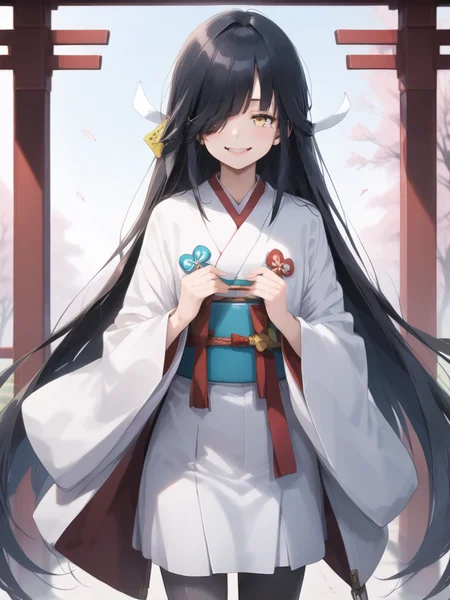 score_9,score_8_up,score_7_up,score_6_up,source_anime,masterpiece,best quality,perfect anatomy,very aesthetic
BREAK
1girl, very long black hair, <lora:hayashimo_pony_test-000030:0.8> 1girl hayashimodd, yellow eyes,
BREAK
standing, happy, half-closed eyes, tears of joy, happy tears,looking at viewer, 
  <lora:shiromuku-XLPony_v003:0.6> shiromuku,kimono,
outside, shinto shrine, japanese wedding,