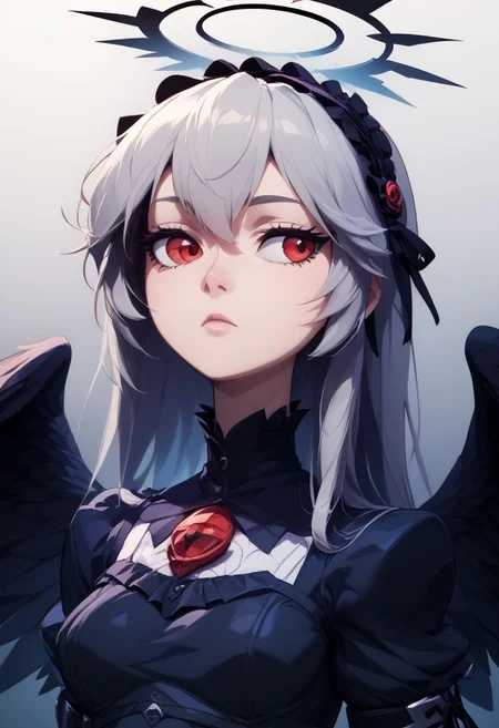 score_9, score_8_up, score_8, medium breasts, (curvy), cute, eyelashes,     
BREAK,
zzLFashion, 1girl, black wings, expressionless, feathers, gothicL, gradient background, grey hair, hairband, halo, juna22 a, Lfashion, Lhairband, long hair, looking to the side, red eyes, rozen maiden, suigintou, upper body, wings,
zPDXL,
