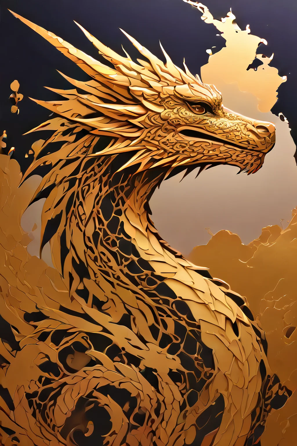 score_9,score_8_up,<lora:Turbo_XL:1>,<lora:Silhouette_with_Gold_Foil-05:1>,silhouette_with_gold_foil,abstract,upper body,dragon,