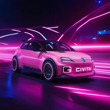Long exposure photo of cinematic photo Long exposure photo of R5e1024, an pearly pink electric rally, car, text ''CivitAI", cyberpunk city, neon ligths, photography, ultra sharp, film, professional, 64k <lora:add-detail-xl:1.5> <lora:R5e1024:0.8> . Blurred motion, streaks of light, surreal, dreamy, ghosting effect, highly detailed . 35mm photograph, film, bokeh, professional, 4k, highly detailed . Blurred motion, streaks of light, surreal, dreamy, ghosting effect, highly detailed