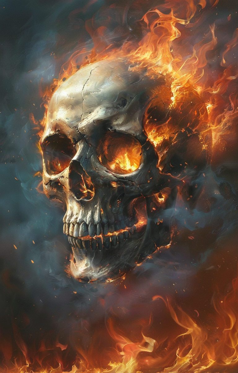 masterpiece,best quality,<lora:tbh60-sdxl:0.75>,burning skull portrait of family