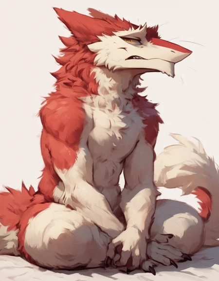 <lora:MegaFluffyPony:0.5> MegaFluffyPony, furry, fluffy <lora:by_latrans-v2s400:1> by latrans
source_furry,  female sergal , full body, tail, grumpy,, score_9, score_8_up, score_7_up, score_6_up, score_5_up,