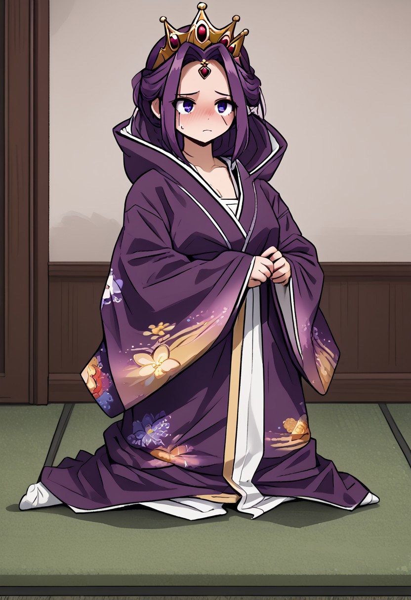 MIRELLIA Q MELROMARC, CROWN, TIARA, kimono, full body, ShrinkingConcept, shrinkingclothing, oversized clothes, shrinking, full body, child, small