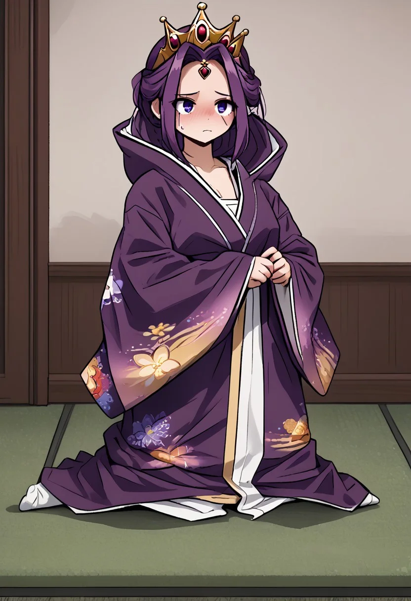 MIRELLIA Q MELROMARC, CROWN, TIARA, kimono, full body, ShrinkingConcept, shrinkingclothing, oversized clothes, shrinking, full body, child, small