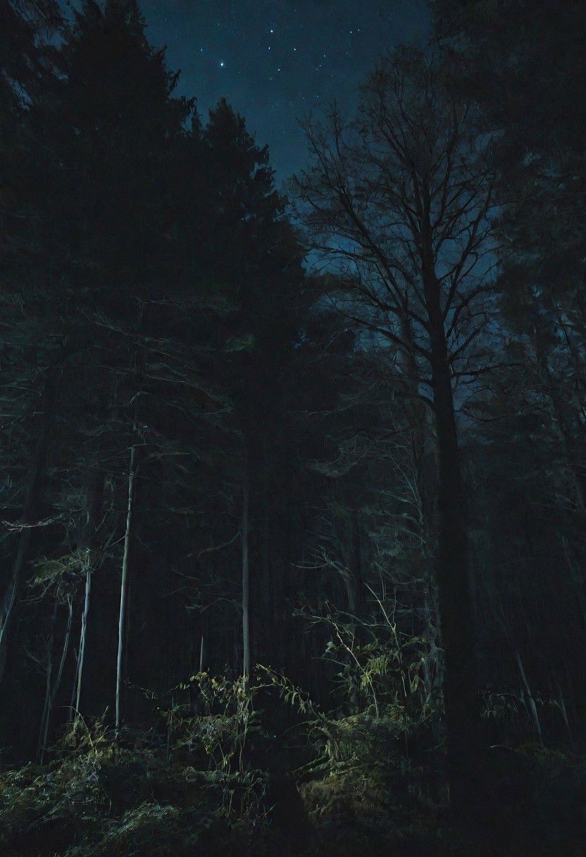 a night forest without