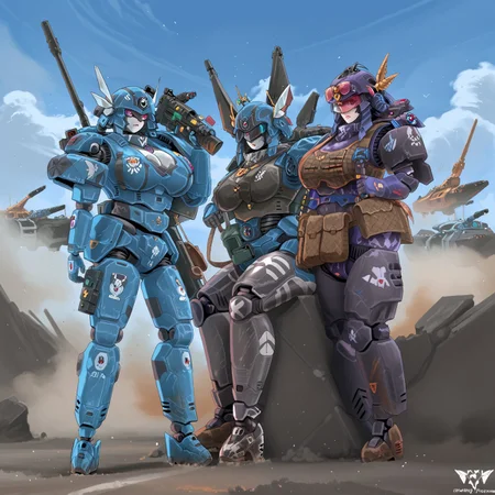 safe_pos, uaf-character, |||, helmet, holding weapon, day, cloud, rifle, gun, military vehicles, mecha musume, assault rifle, mecha, concrete, city,windows, robot leg, robot arm, airplane, tank, sitting on the tank holding gun, 1girl, sky, outdoors, weapon, robot, holding, uaf_neuko, 80swa, Expressiveh, score_9,score_8_up,score_7_up, 8k, hd , ultra realistic, hyper realistic, detailed face, natural huge breasts, beautiful woman's face, <LoRA: uafPortraits-000110>, <LoRA: uaf Wt: 1>, pureerosface_v1, (PureErosFace_V1:0.8), load bearing vest, sling, power armor, space marine, blue and grey armor, predtank