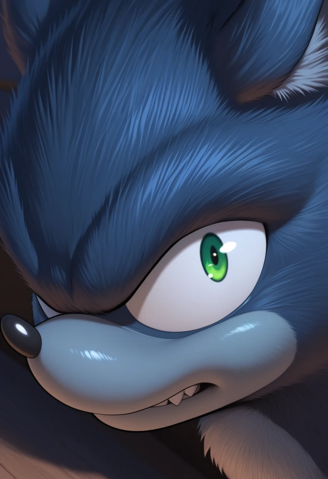 masterpiece,best quality,amazing quality, 1boy, solo, w3r3h0g, furry, green eyes, close up, side angle, looking at viewer,
