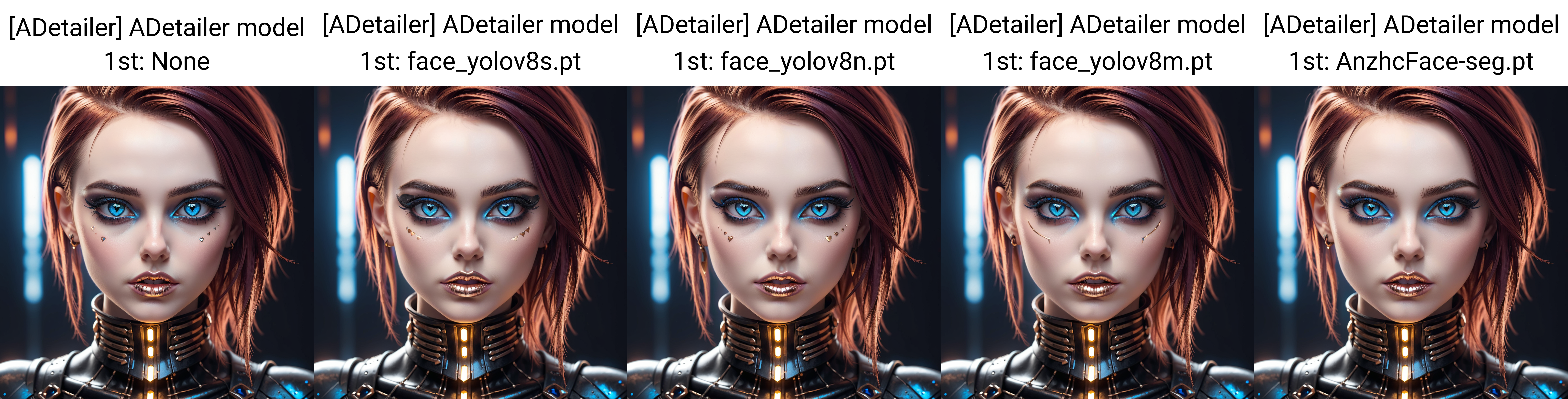 neonpunk style Gothic style beautiful young woman,face close up,Rose Gold lipstick,iridescent trim,Blue eyes, . Dark . cyberpunk