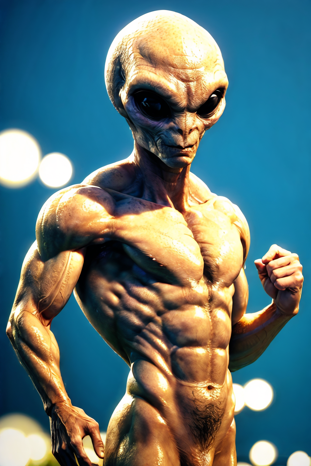 (Realisitc:1.5) alien man, manly chest, huge muscles <lora:EdobAlienMale_v1.0:0.8>