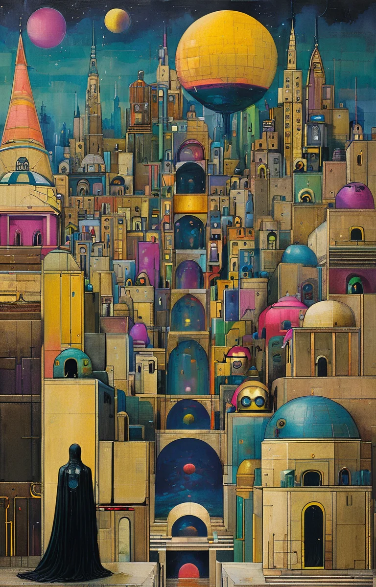 masterpiece,best quality,<lora:tbh147-sdxl:1>,illustration,style of Paul Laffoley cyberpunk city