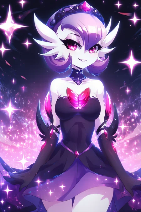 score_9, score_8_up, score_8, medium breasts, (curvy), cute, eyelashes, BREAK, , zzshinygardevoir, purple hair, dress, bare shoulders, medium breasts, standing, collarbone, black dress, gloves, elbow gloves, strapless dress <lora:Shiny_Mega_Gardevoir_PDXL:1.0>, , BREAK, smile, looking at viewer, cowboy shot, ,,, embedding:zPDXL, Expressiveh, ,,, <lora:PrismaIllya_PDXL_v3:1.0>, <lora:SDXLFaeTastic2400:0.5>, <lora:Expressive_H-000001:0.4>,