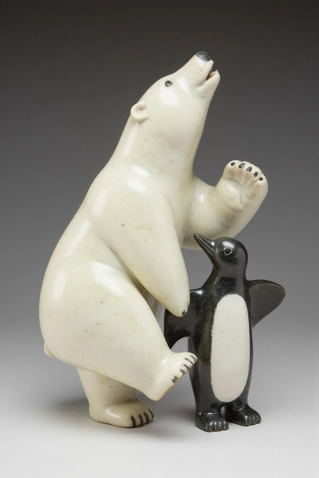 sculpture of a polar bear daning with a penguin <lora:inuit_cap_d6a3e12:0.9><lora:821716828436033497:0>
