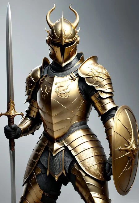 ultra high quality, detailed, realistic, gold texture, crossed spears behind the Vesica Pisces, minimalist full size male knight holding a sword and somehow incorporating a dragon in there.
Fencing school St. It will be called George's Academy of Combat Arts. He's a dragon slayer, so I'd love to see that reflected in the logo. beautifully rendered, artstation, 4k resolution,