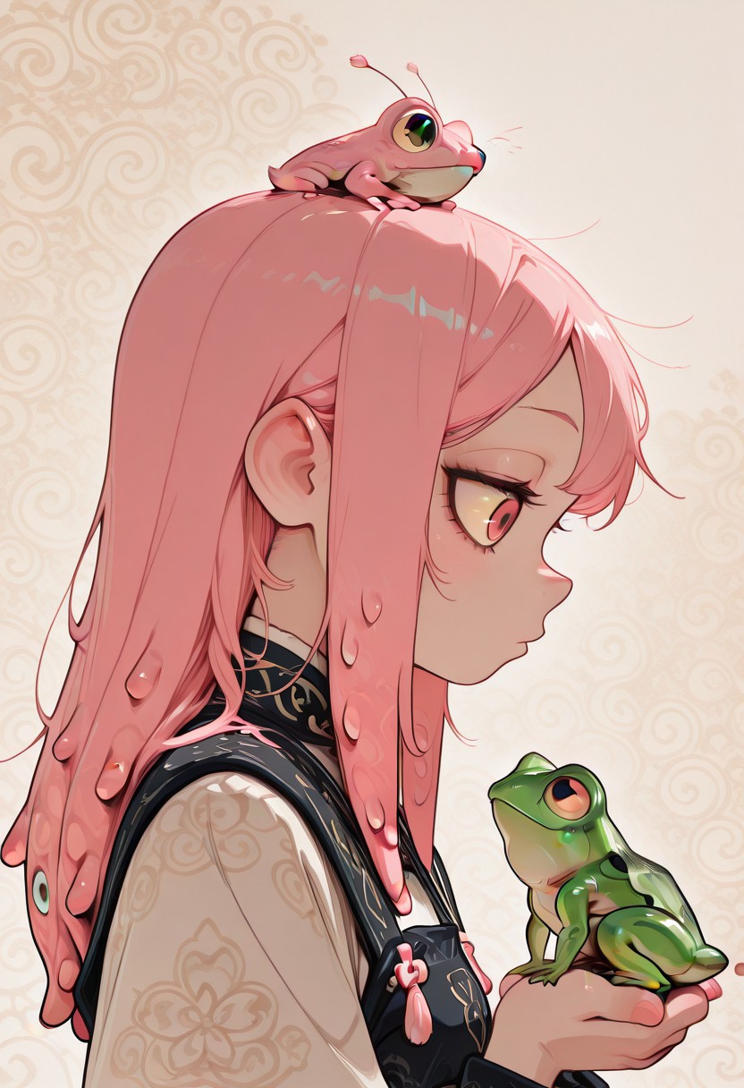 masterpiece, best quality, portrait, masterpiece, best quality, intricate detail, intricate background detail,
cherry blossom viewing, bulging eyes, colored sclera, creature, holding, holding creature, looking at creature, profile, red eyes, frog, single tooth, tentacle hair, yellow eyes, yellow sclera, masterpiece, best quality, amazing quality, flatstyle, flat color, outlines
highres, 4k, 8k, intricate detail, cinematic lighting, amazing quality, wallpaper <lora:aesthetic_anime_v1s:1>