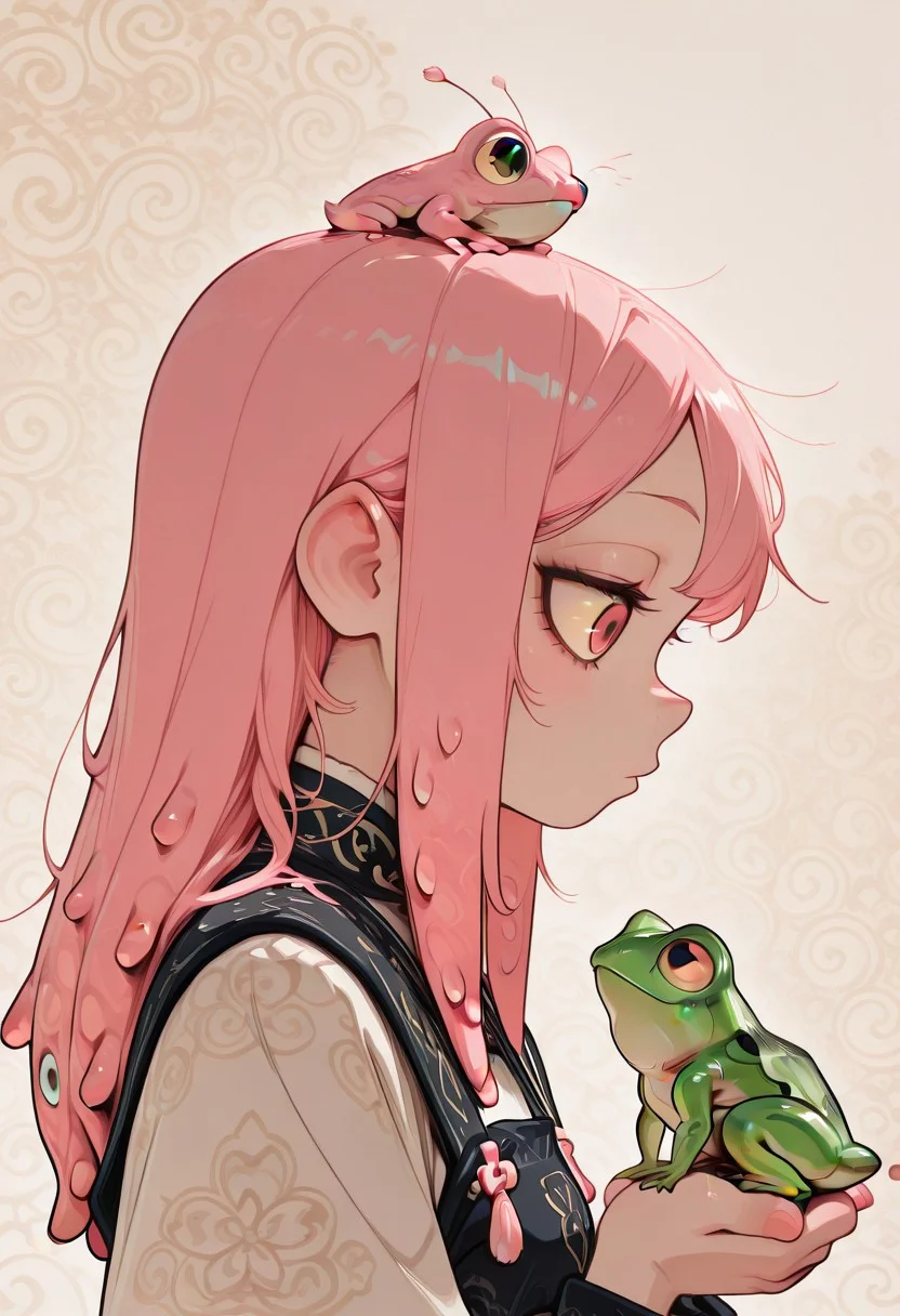 masterpiece, best quality, portrait, masterpiece, best quality, intricate detail, intricate background detail,
cherry blossom viewing, bulging eyes, colored sclera, creature, holding, holding creature, looking at creature, profile, red eyes, frog, single tooth, tentacle hair, yellow eyes, yellow sclera, masterpiece, best quality, amazing quality, flatstyle, flat color, outlines
highres, 4k, 8k, intricate detail, cinematic lighting, amazing quality, wallpaper <lora:aesthetic_anime_v1s:1>