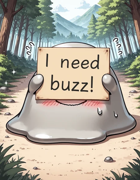 masterpiece,extreme detailed,full_body BREAK no humans,no_legs,day,nature,forest BREAK hagurin,:D,sparkle,bubble,<lora:hagurin-IL:1>,blush,looking at viewer,embarrassed,sweatdrop,flying sweatdrops,need_buzz,holding sign,<lora:NeedBuzz_sign_Illustrious:1>,