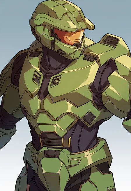 score_9, score_8_up, score_7_up, source_anime, BREAK, solo, 1boy, <lora:Under-Night-In-Birth-Portraits-pdxl_Fp:1>, simple background, looking to the side, <lora:masterchief-halo-richy-v1_pdxl:1>, masterchief, helmet, visor, power armor, fighting stance,