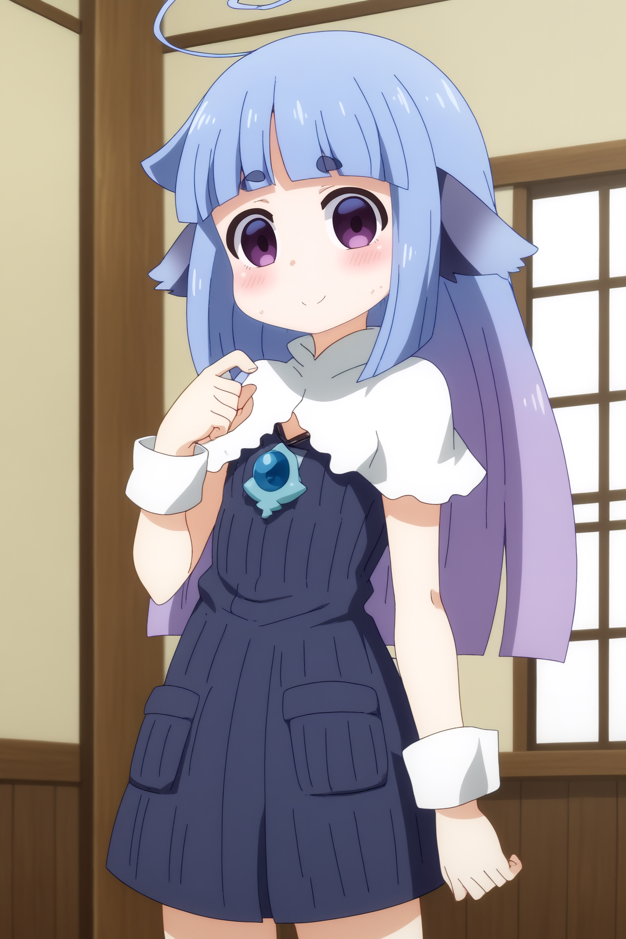 Piltia, anime coloring, solo  rating_all, indoors, looking_at_viewer <lora:Ishuzoku_Reviewers-Piltia-PDXL:0.8>