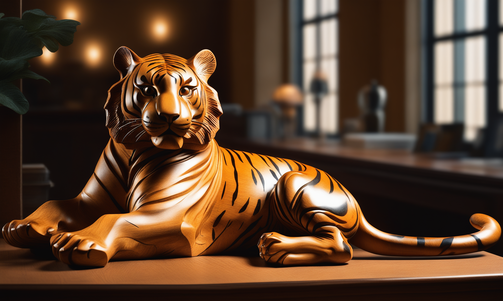 <lora:woodcarvingcd_xl-000005:0.8>,a statue of a tiger made of wooden in office scene,woodcarvingcd_xl,wood carving,indoors,chinese zodiac,wooden table,cutie,cute,still life,animal statue,front view,facing viewer,looking at viewer,(Unbelievable Digital Artwork:1.3),fine art,CGSociety,ArtStation,master works, emotional, harmonious, high budget, moody, epic, gorgeous, perfect lighting, realistic, photorealistic, photographic, photo (medium),real, moody lighting, volumetric lighting, reality ray tracing, 8K, HDR, UHD, masterpiece, best quality, highly detailed, high resolution, finely detail, extremely detailed, ultra detailed, wallpaper