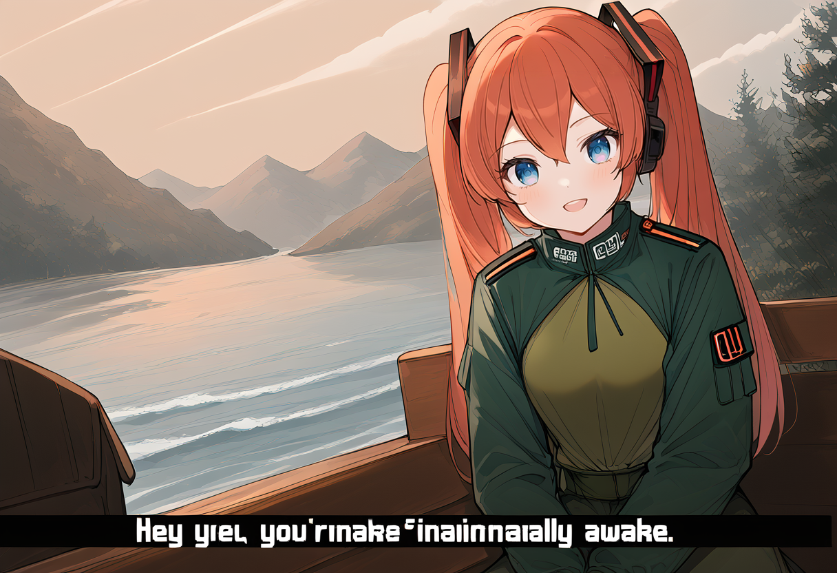 (score_9:0.9),score_8_up,score_7_up,anime style,rating_safe,
BREAK <lora:hey you, you're finally awake ponyXL v3.5:0.8>, hey you - you're finally awake, 1girl, blue eyes, twintails, long hair, outdoors, looking at viewer, military, watercraft, tree, smile, boat, long sleeves