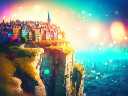 Best Quality, art by Sylvain-Sarrailh, (Yvonne Coomber style:0.1), photo, depth of field, bokeh, light leak,
fantasy city on a cliff
<lora:YvonneCoomber:.1>