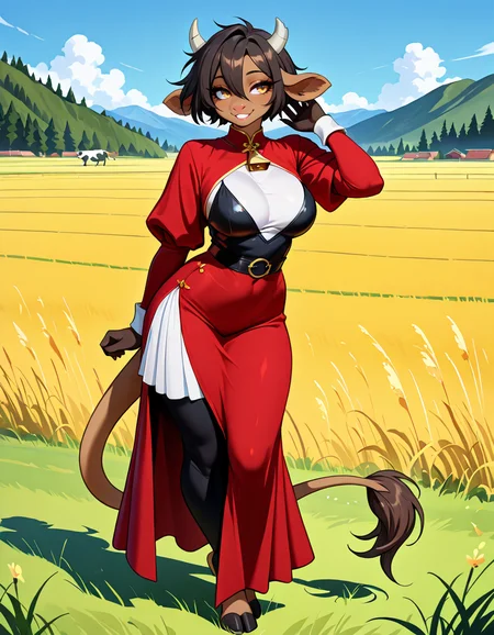 masterpiece, best quality, very aesthetic, absurdres,
outdoors, dressed,
standing, posing,
full body, seductive smile, parted lips, long eyelashes,
<lora:Manitka_Storm_v01_NAIXL:1>
Man1tkaStorm,1gilr,solo,furry,furry female,cow girl,cow ears,cow horns,short hair,black hair,hair between eyes,brown hair,body fur,brown fur,cow tail,hooves,