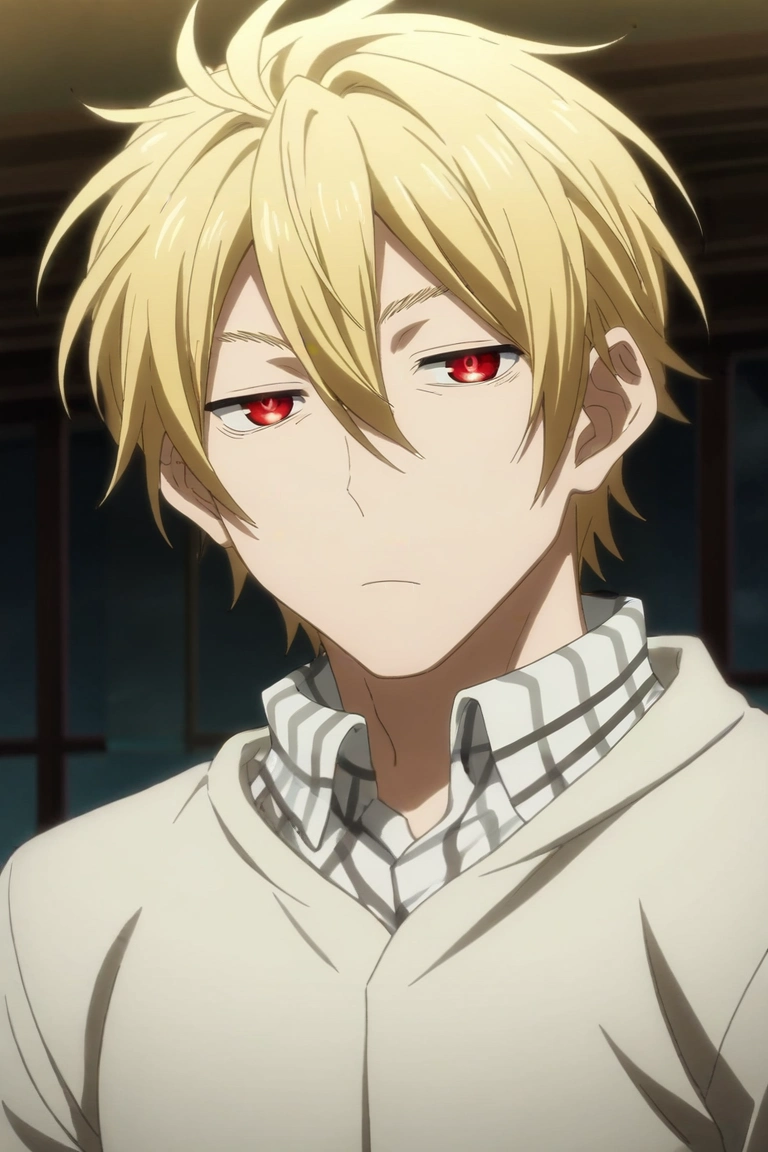 score_9, score_8_up, score_7_up, , rating_safe, intricate details, anime screencap, anime coloring, official style, looking at viewer, , 1boy, solo, male focus, <lora:king_of_despair_kekkai_sensen_pony:0.76>, king_of_despair_kekkai_sensen, blonde hair, red eyes, short hair, hair between eyes, , , <lora:sdxl_lightning_8step_lora:1>