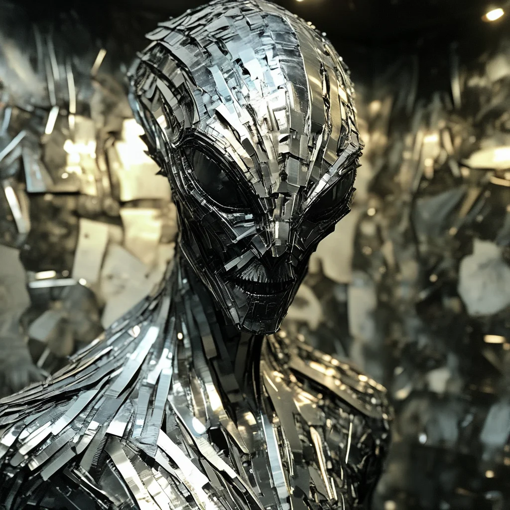 franglamex professional alien made of metal, high details and very detailed, cinematic, professional light<lora:franglamex:1>