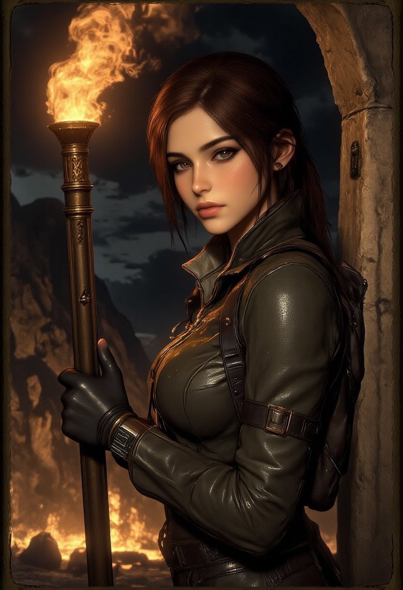 At the base if a mountain  evidence of a mine she leads me inside torch in hand her rear view is enchanting dressed like lara croft
LaraCroftTRR
RefinedBeauty_DA