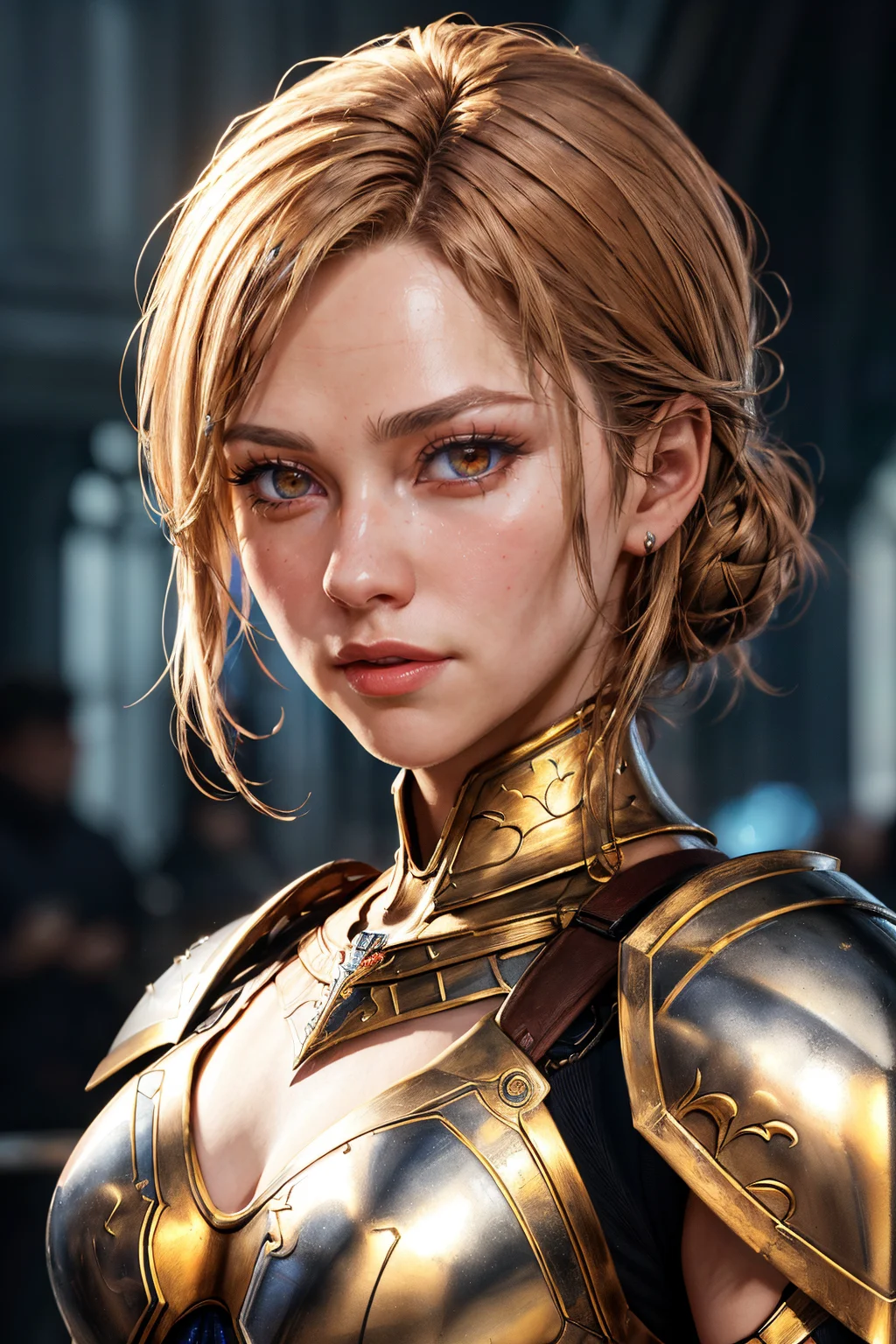 a portrait of a female paladin adorned in holy armor, spiked armor,  standing, intricate background, fantasy, lifelike, 
masterpiece, best quality, intricate detail, high background detail, high contrast,   <lora:emotion_angry_slider_v1:1> raytracing,  <lora:backlight_slider_v10:1> <lora:contrast_slider_v10:2>,  <lora:skin_slider_v10:0.5>