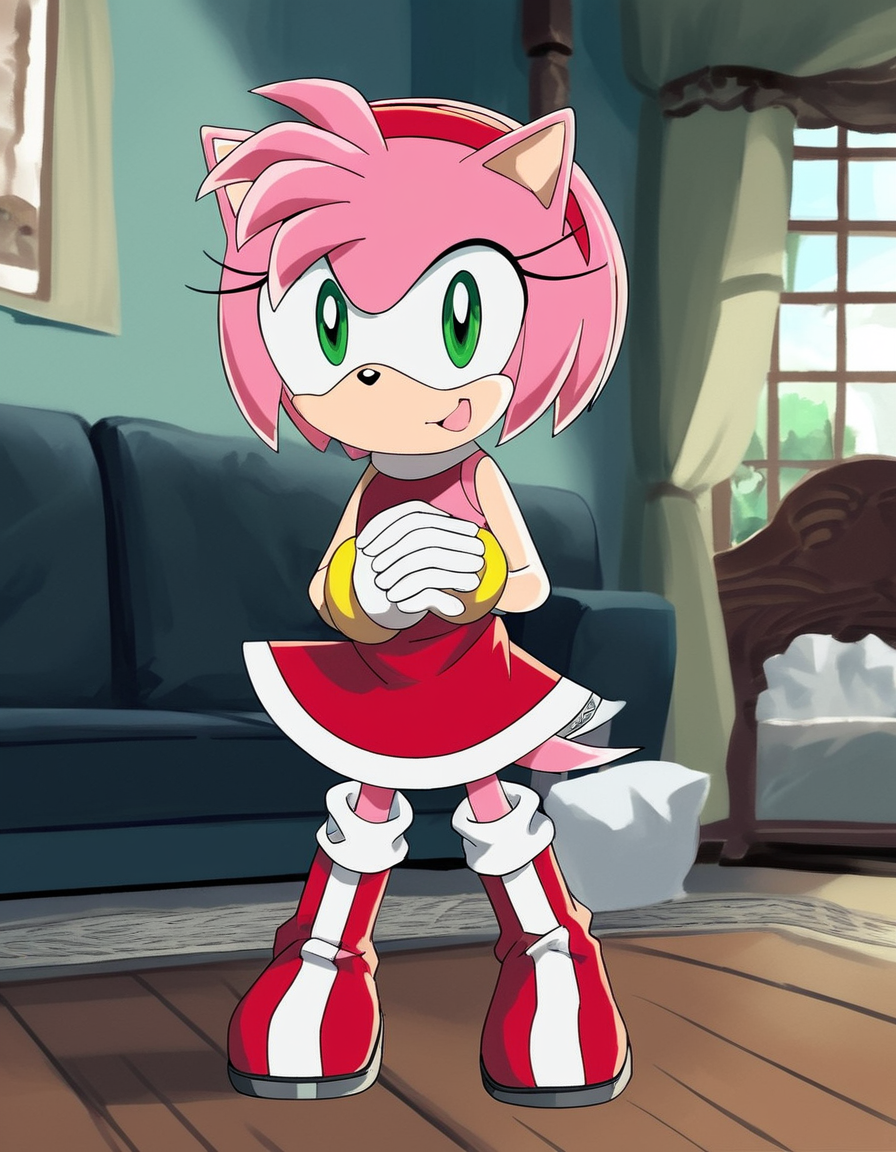 <lora:Sonic_X_Style_V2_NS:1> sonicx_style BREAK Amy rose, indoors, looking at viewer,, score_9, score_8_up, score_7_up, score_6_up, score_5_up, score_4_up,