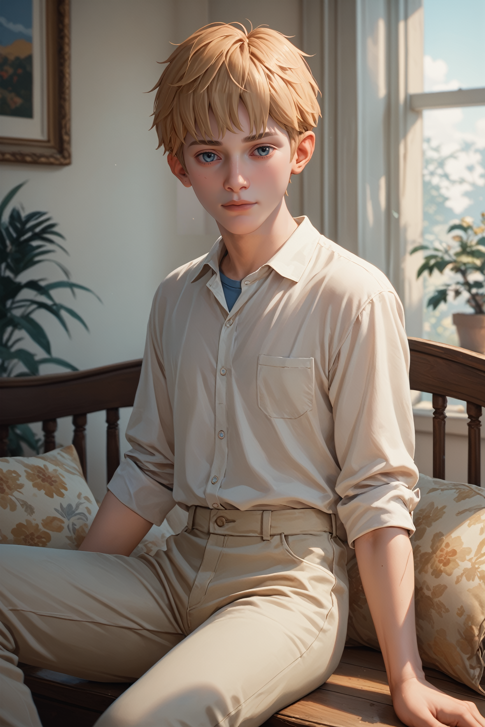 score_9, score_8_up, score_7_up, score_6_up
<lora:LISCSpirit:0.8>
LISCSpirit, 1boy, blonde hair, blue eyes, short hair, looking at viewer, Crisp white linen shirt, light beige linen pants, espadrilles, sitting