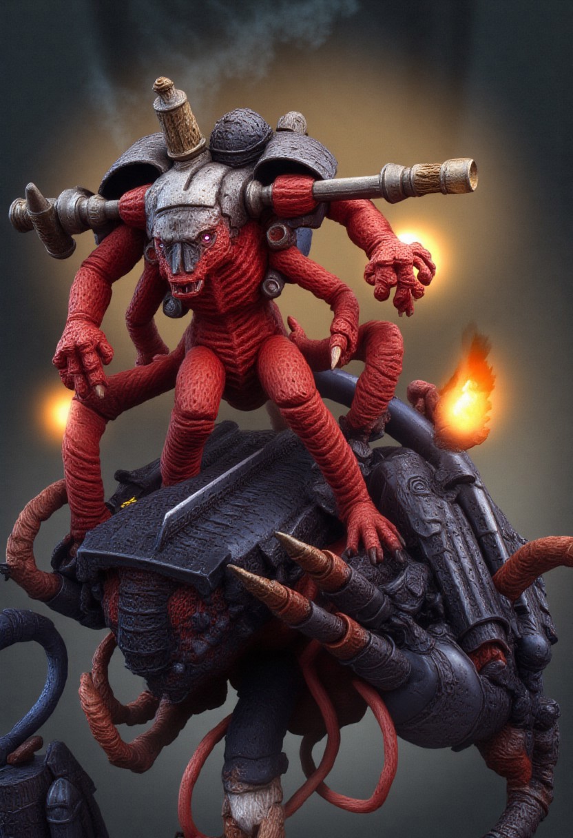 Score_9_up, absurdres, source: Games Workshop, perfect anatomy, perfect hands, a tyrannofex firing its bioplasma cannon!