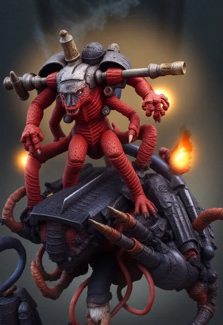 Score_9_up, absurdres, source: Games Workshop, perfect anatomy, perfect hands, a tyrannofex firing its bioplasma cannon!