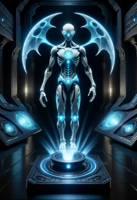 hyper detailed masterpiece, dynamic, awesome quality,hyperrealism,ramanga, powerful ancient supernatural entity, humanoid appearance, primal nocturnal, colossal, conflict, , bustling,mechanical,unclear,peaceful,cosmopolitan , DonMH010D15pl4yXL <lora:DonMH010D15pl4yXL-000008:1>