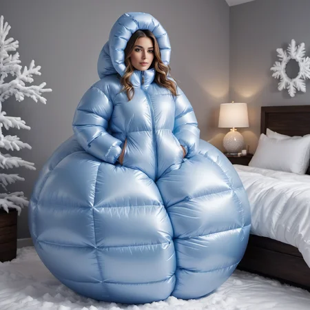 one cute american women wearing a large inflatable spherical downsuit puffer_downsuit , hyperdetailed photography,4k textures,intricate details,4k resolution, <lora:puffer_downsuit_v1:0.4>, snow bedroom scene
<lora:inflatablerubber:0.4>